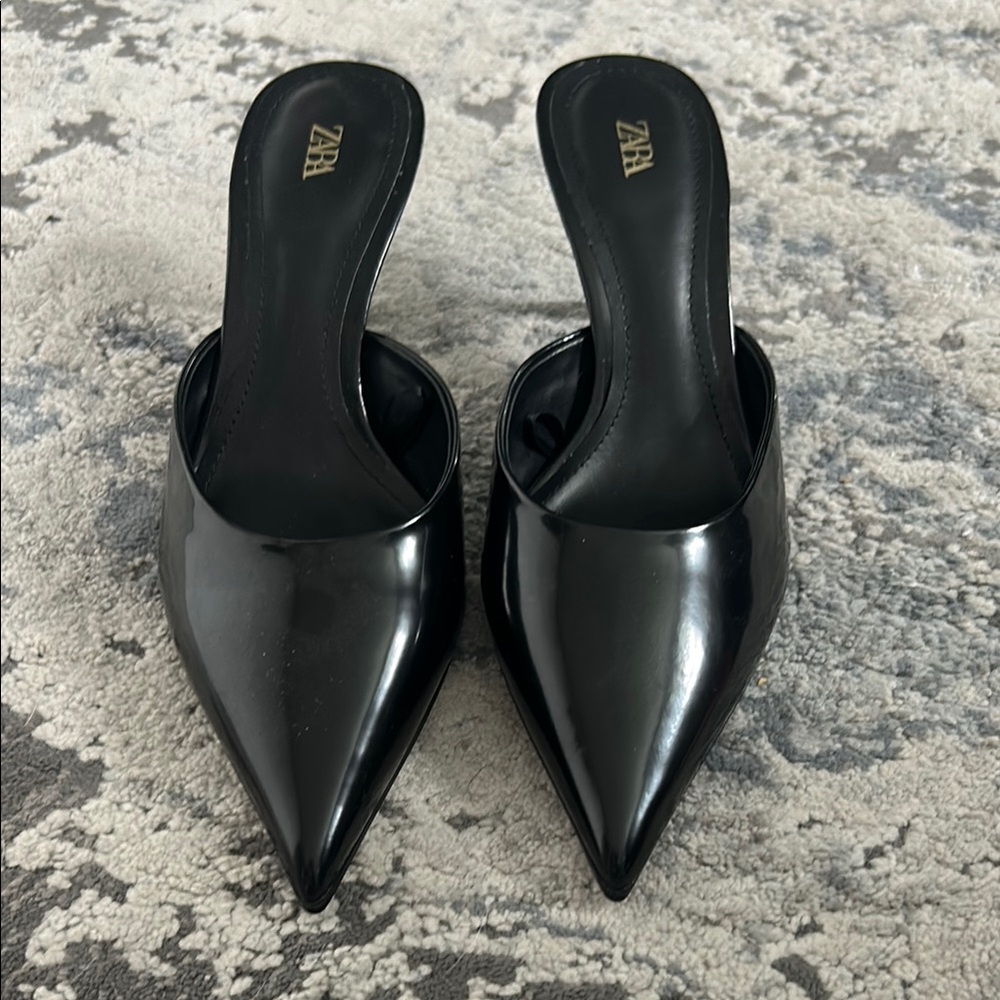 Zara Black Women's Pointed-Toe Mules